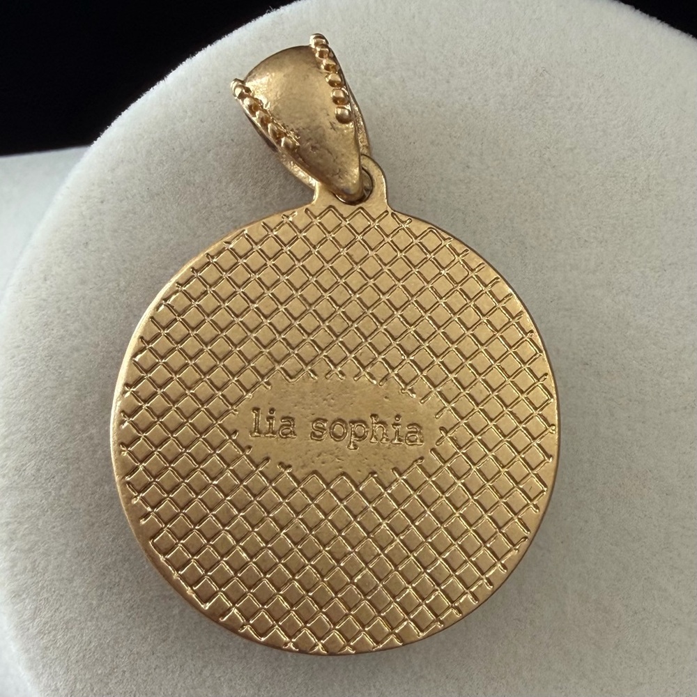 Lia Sophia Black and Gold Crystal Necklace Pendant w/Chain - Picture 3 of 5